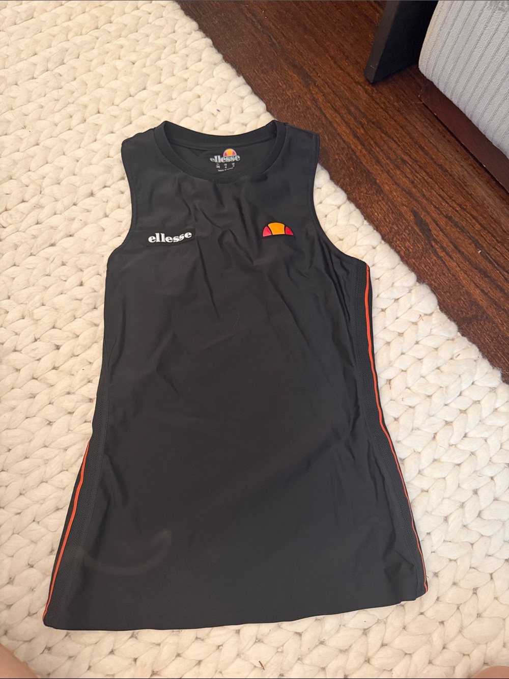 Ellesse Black Sports Tank with Orange and Pink Logo